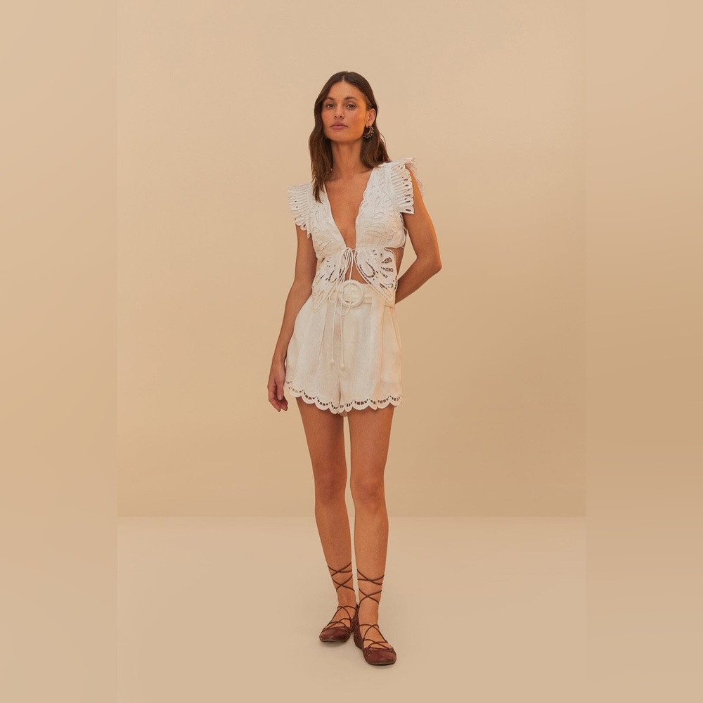 Farm Rio: Off-White Butterfly Richelieu Blouse - Picture 4 of 12